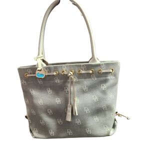Dooney & Bourke Gray Monogram Tote with Leather Handles
